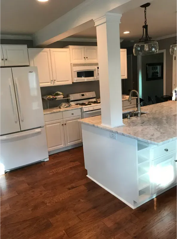 Beautiful kitchen with hardwood floors installed by Accuardi Bros